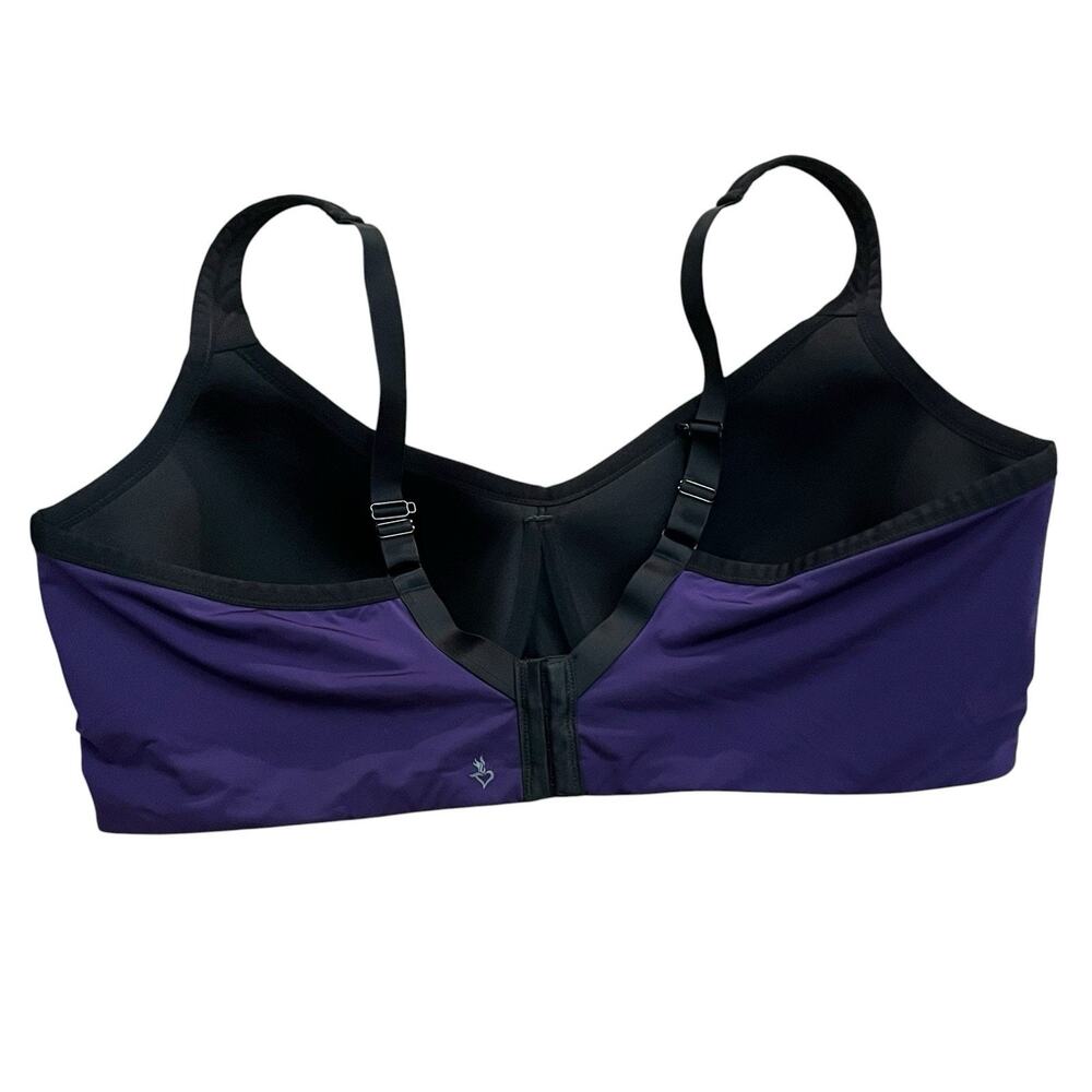 Torrid Mid Impact Underwire Sports Bra 50DDD Purple Black Molded Full Coverage - Picture 3 of 7